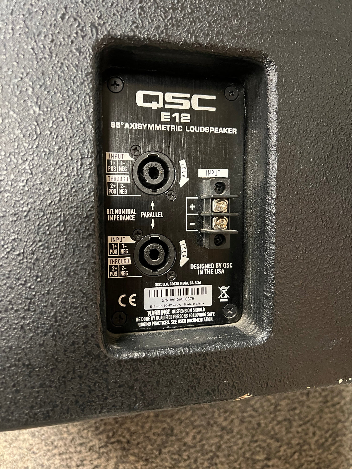 Used QSC E12 Passive 12" Speaker w/ cover