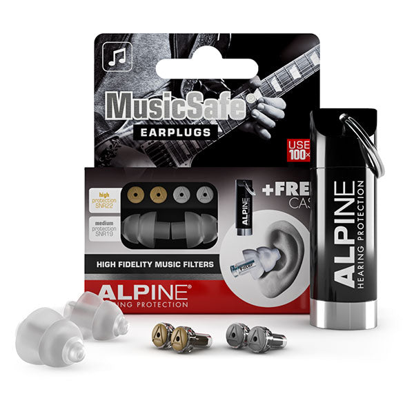 Alpine Hearing Protection Musicians Earplugs With Two Interchangeable Filter Sets & Case