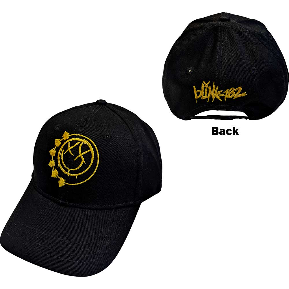 BLINK - 182 UNISEX BASEBALL CAP: YELLOW SIX ARROW SMILE by Rock Off Trade