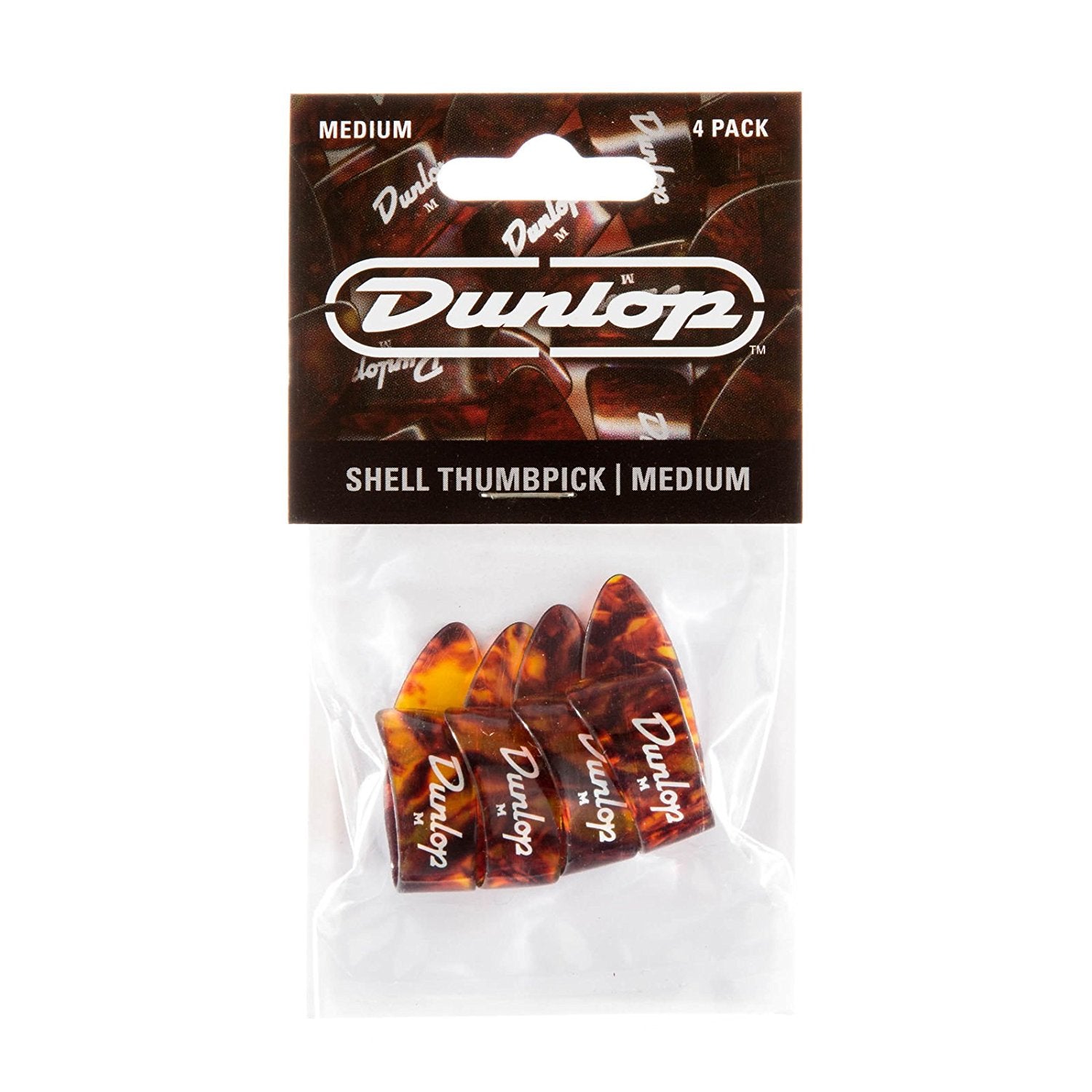 Dunlop Medium Brown Shell Thumb Picks (4 Picks) by Coast Music