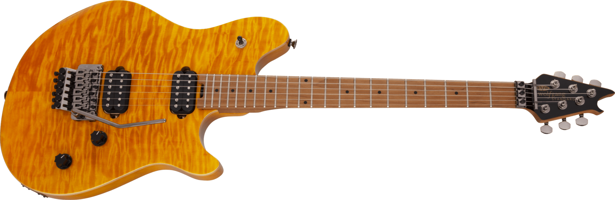 EVH Wolfgang® WG Standard QM, Baked Maple Fingerboard, Transparent Amber by FMIC