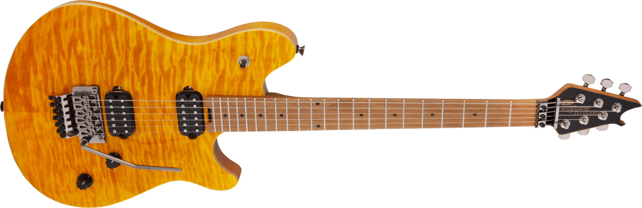 EVH Wolfgang® WG Standard QM, Baked Maple Fingerboard, Transparent Amber by FMIC