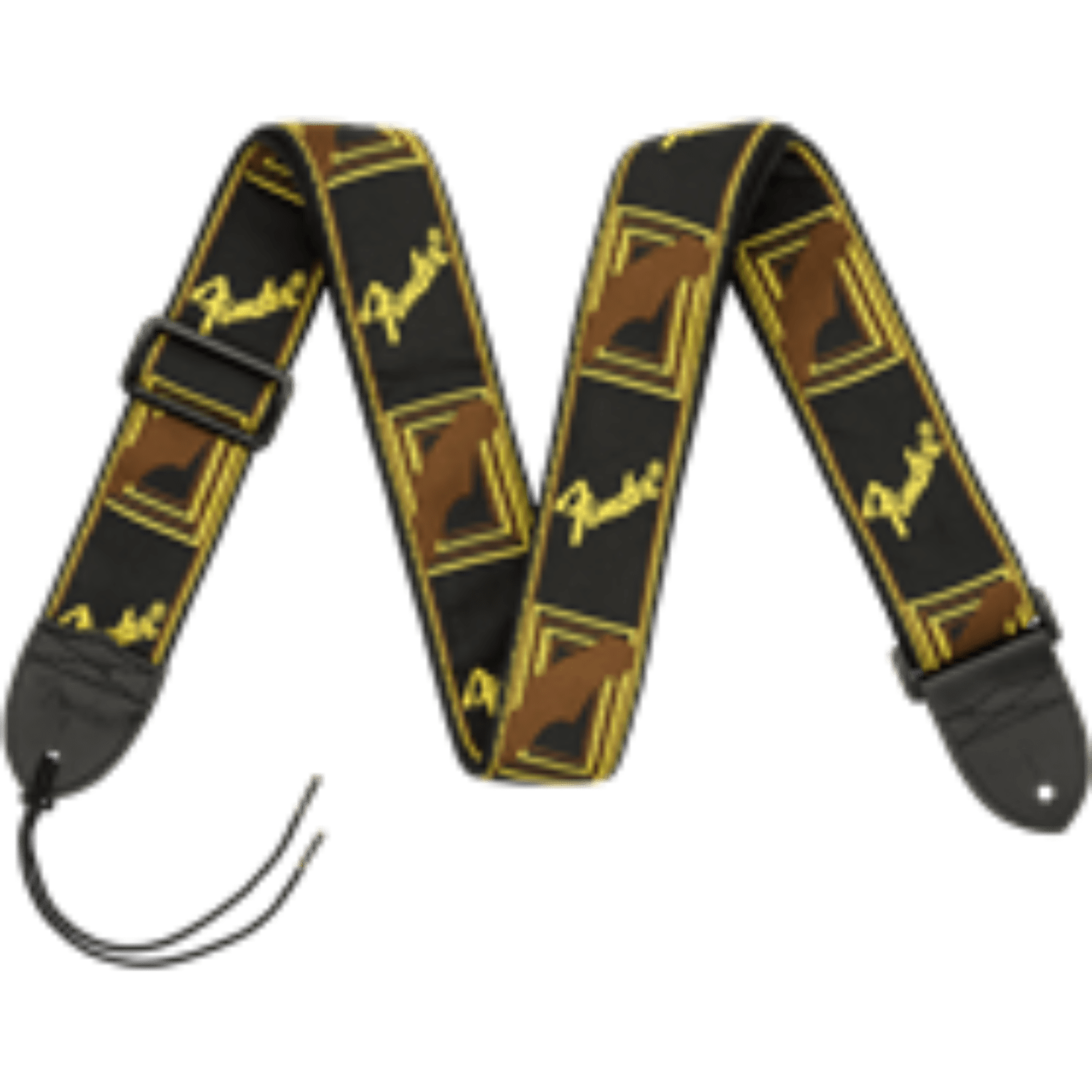 Fender® Monogrammed Strap, Black/Yellow/Brown, 2" by FMIC