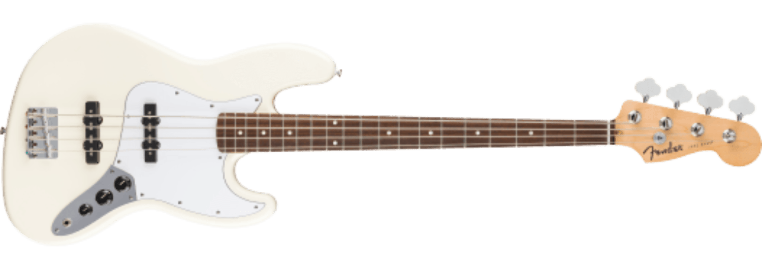 Fender Standard Jazz Bass®, Laurel Fingerboard, White Pickguard, Olympic White by FMIC