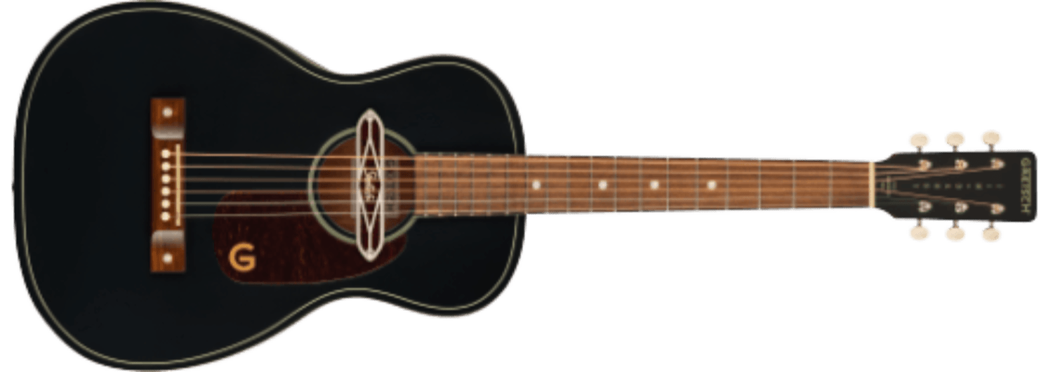 Gretsch Deltoluxe Parlor, Walnut Fingerboard, Tortoiseshell Pickguard, Black Top by FMIC