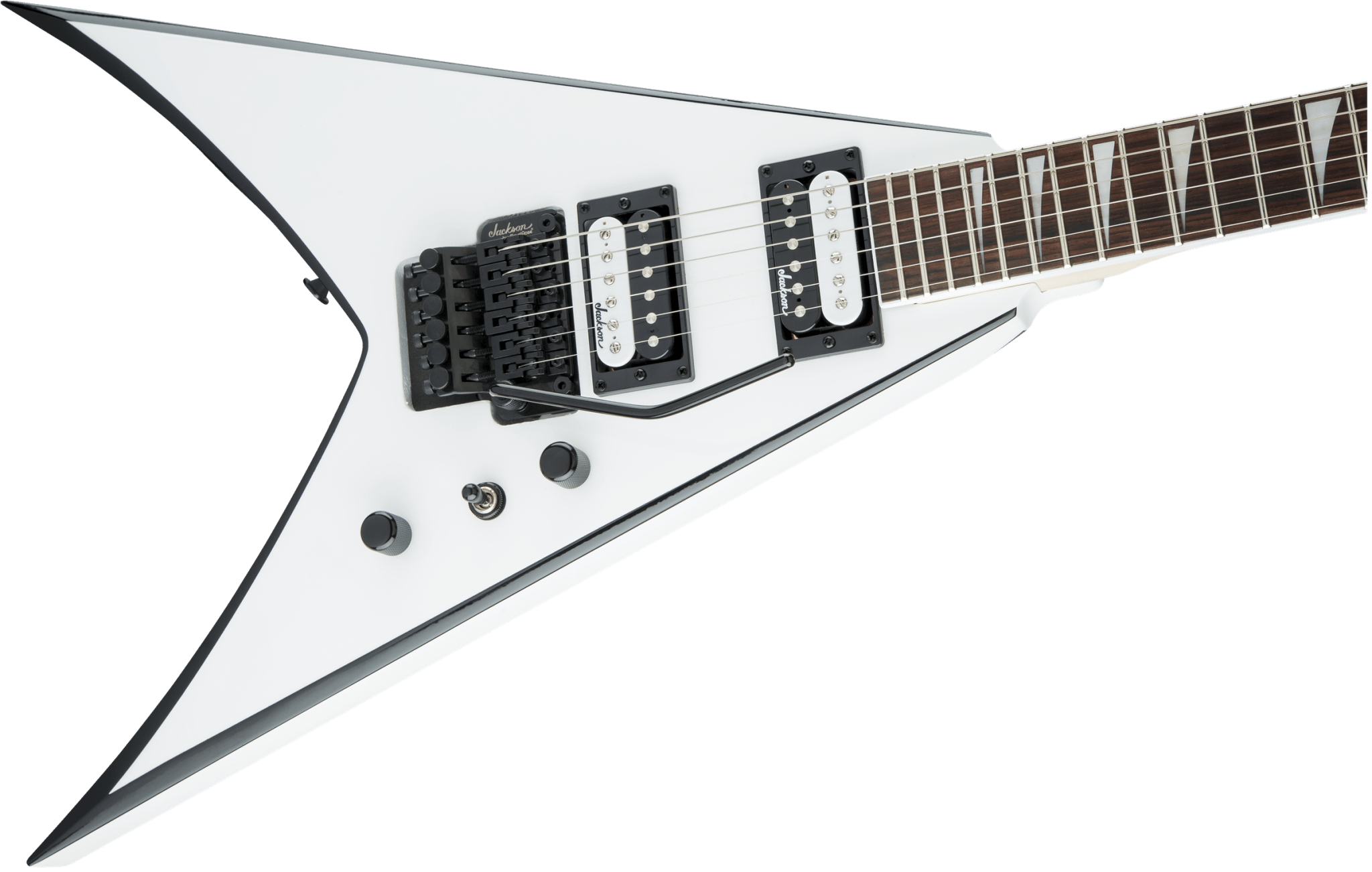 Jackson JS Series King V™ JS32, Amaranth Fingerboard, White with Black Bevels by FMIC