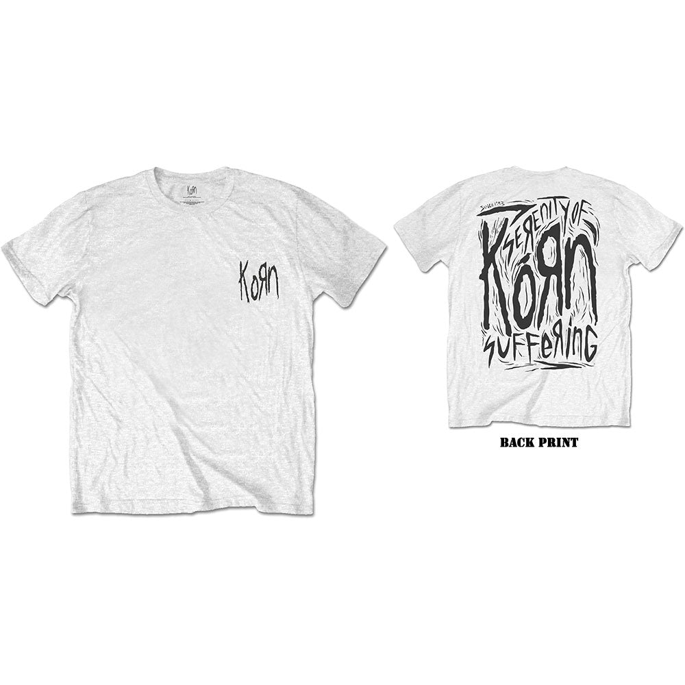 KORN UNISEX T - SHIRT: SCRATCHED TYPE (BACK PRINT) by Rock Off Trade
