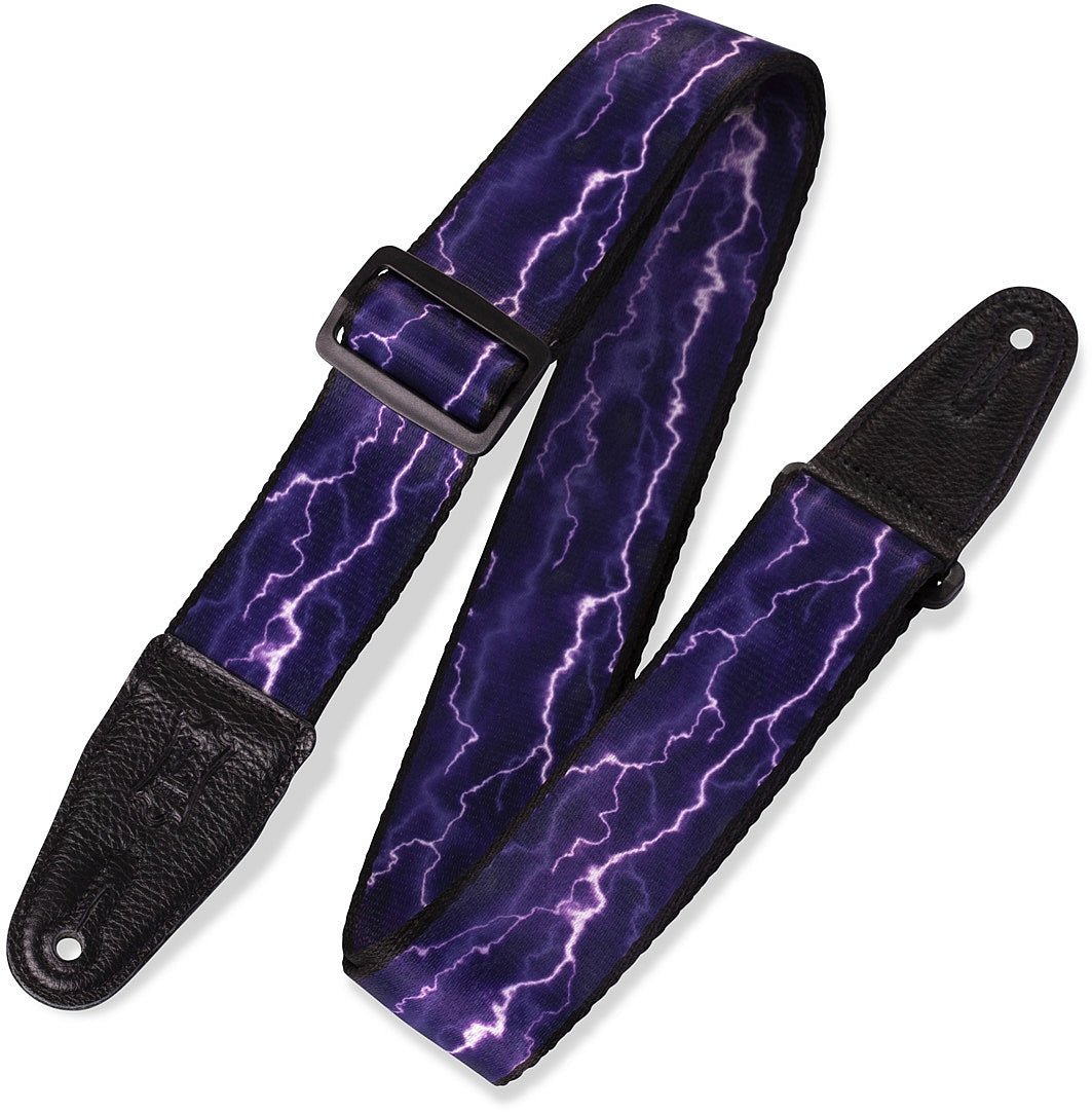 Levy's Print Series 2" Polyester Guitar Strap, Purple Lightning Pattern by Levy's Leathers