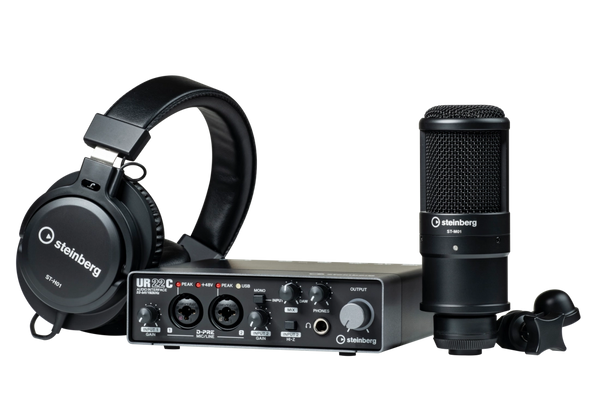 Steinberg UR22C USB Audio Interface, Studio Microphone and Headphones Recording Pack