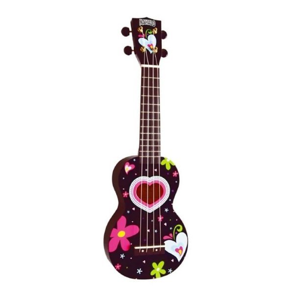Mahalo Ukuleles Art Series Hearts And Flowers Soprano Ukulele w/ Bag by Coast Music