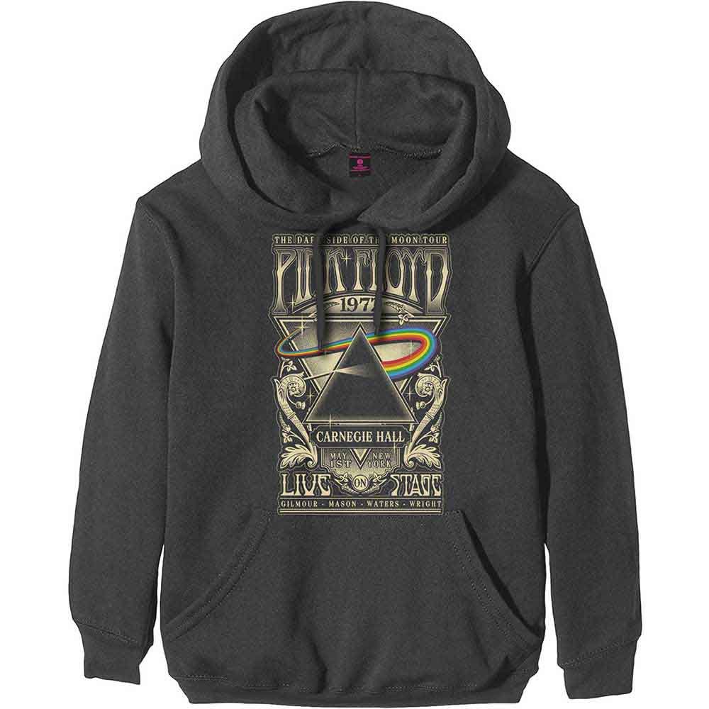Pink Floyd Unisex Pullover Hoodie Carnegie Hall Poster (Charcoal Grey) by Rock Off Trade