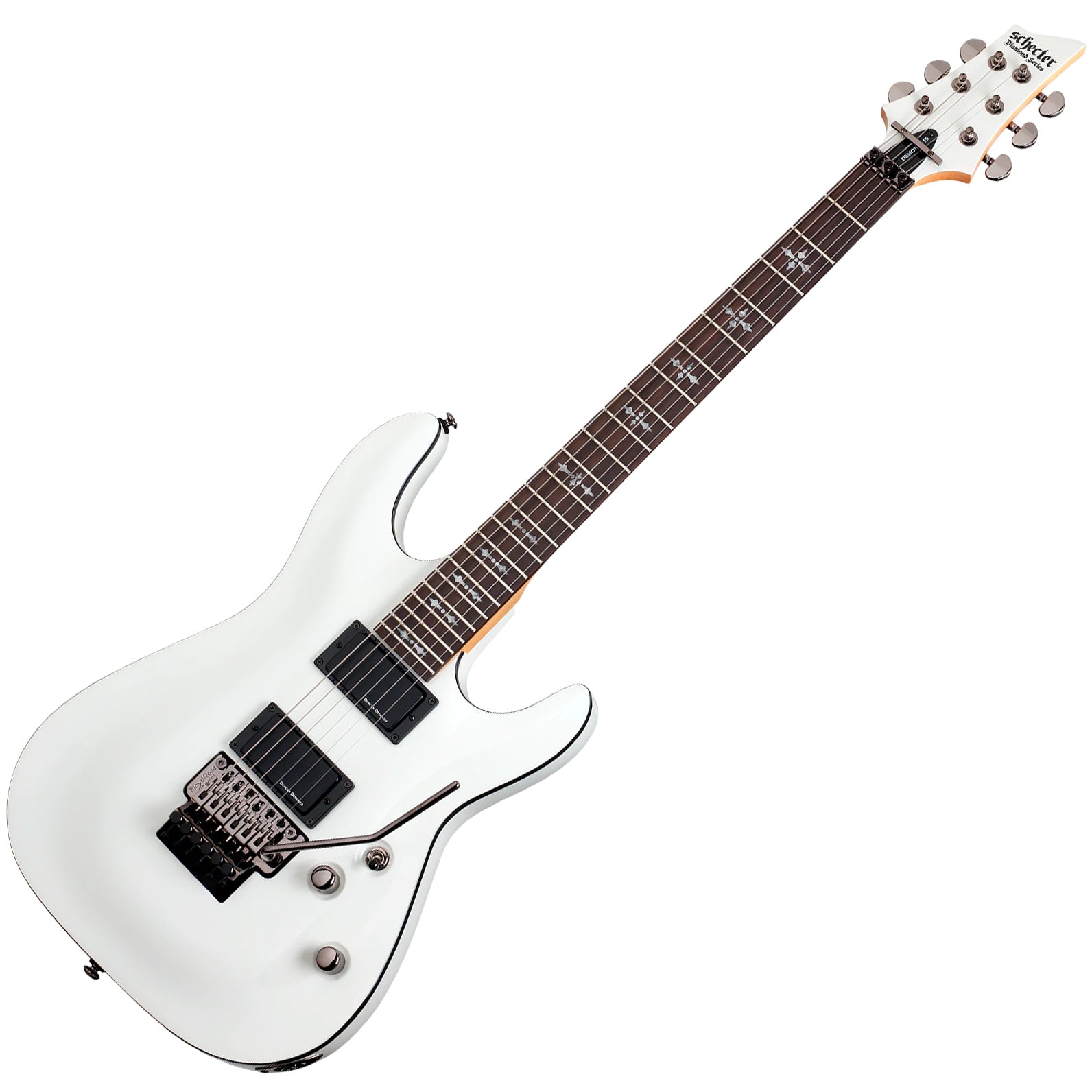 Schecter Demon 6 FR Electric Guitar With Duncan Designed Pickups, Vintage White by Erikson Music