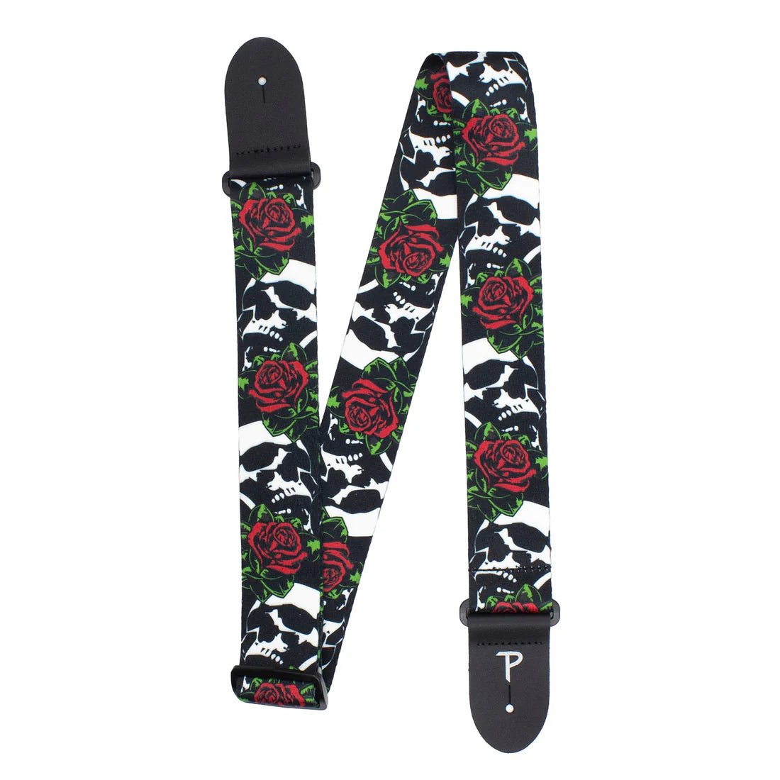 SKULLS & ROSES POLYESTER GUITAR STRAP by Perri's Leathers