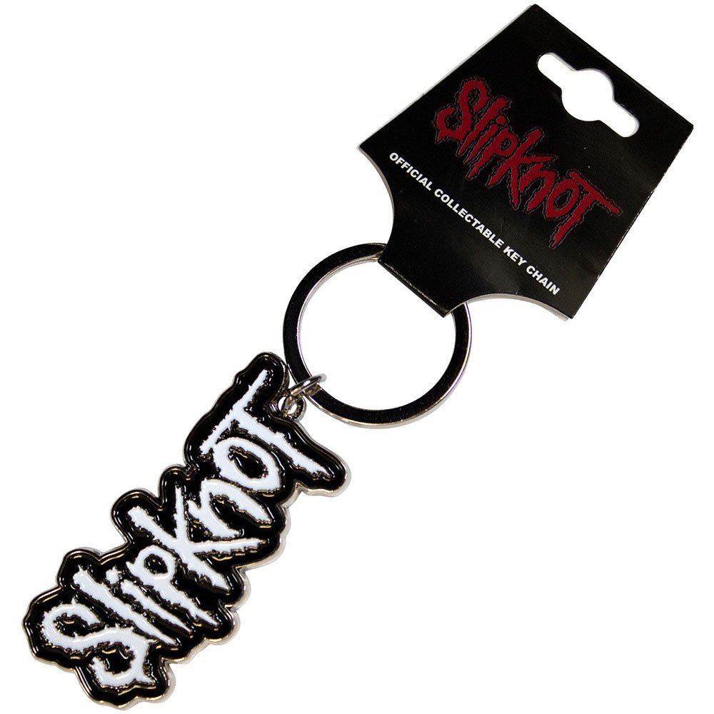 Slipknot Keychain White Logo Black Border by Rock Off Trade