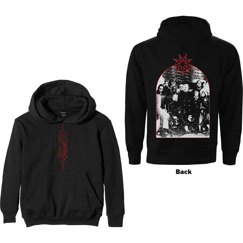 Slipknot Unisex Pullover Hoodie: Arched Group Photo (Black) (Back Print) by Rock Off Trade