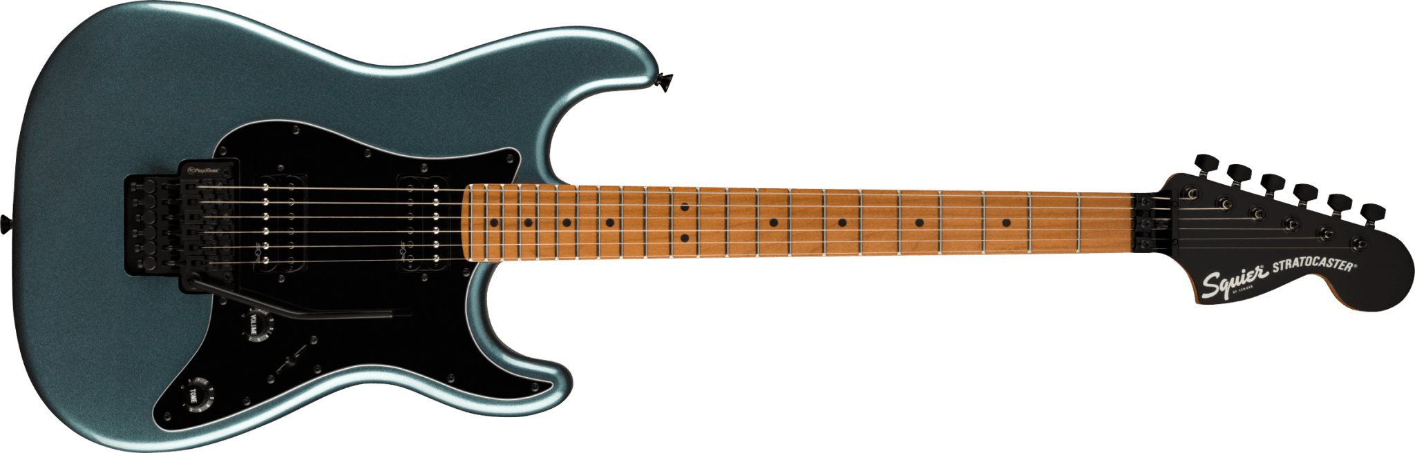 Squier Contemporary Stratocaster® HH FR, Roasted Maple Fingerboard, Black Pickguard, Gunmetal Metallic by FMIC