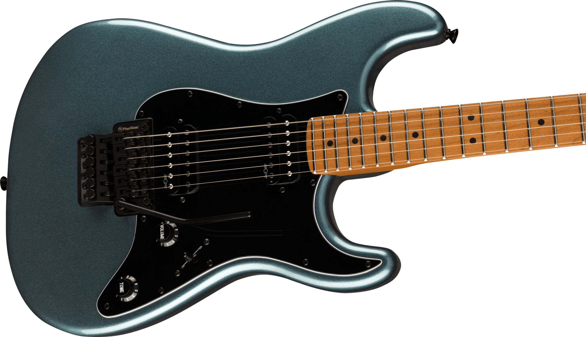 Squier Contemporary Stratocaster® HH FR, Roasted Maple Fingerboard, Black Pickguard, Gunmetal Metallic by FMIC