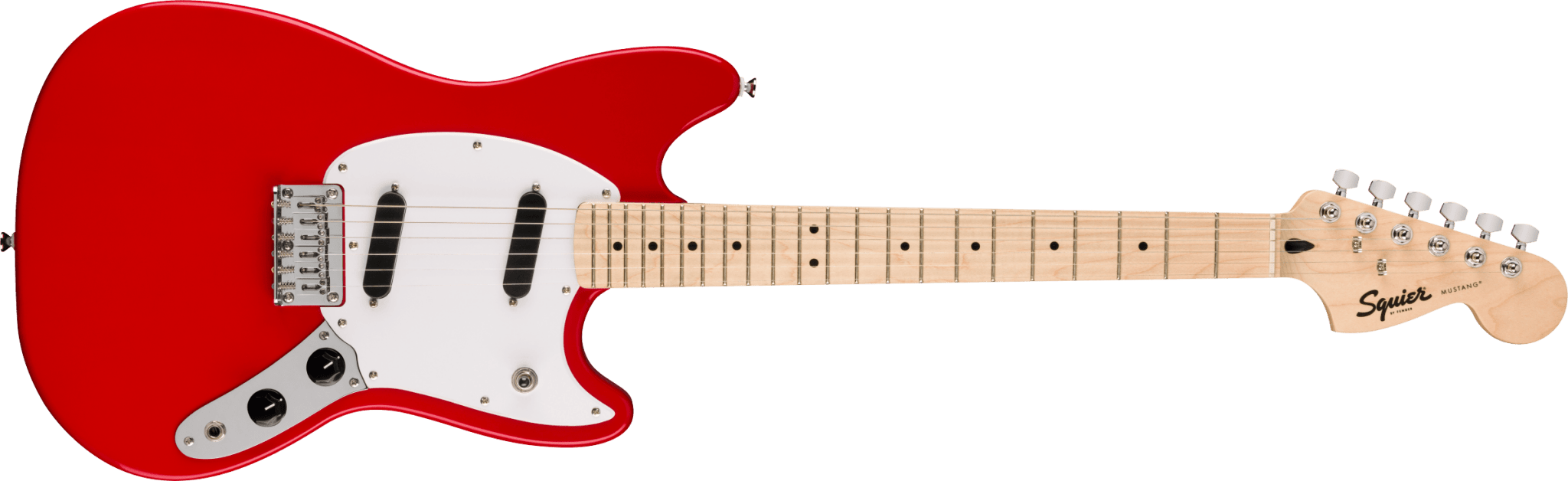 Squier Sonic™ Mustang®, Maple Fingerboard, White Pickguard, Torino Red by FMIC