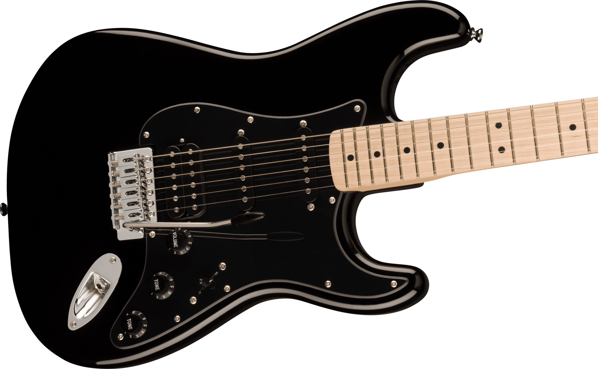 Squier Sonic® Stratocaster® HSS, Maple Fingerboard, Black Pickguard, Black by FMIC
