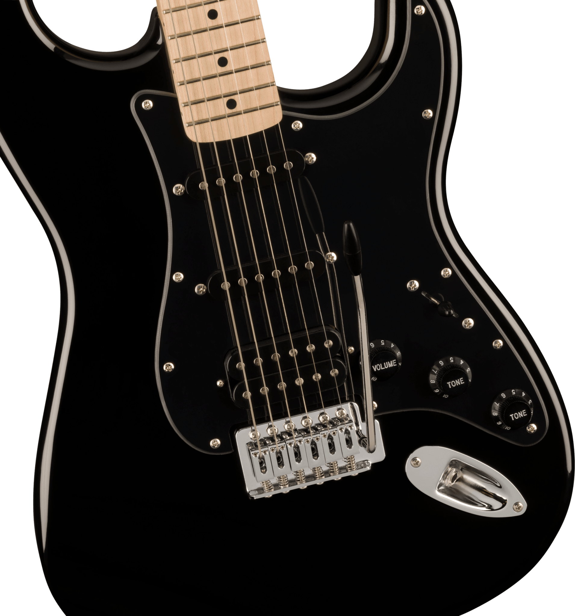 Squier Sonic® Stratocaster® HSS, Maple Fingerboard, Black Pickguard, Black by FMIC