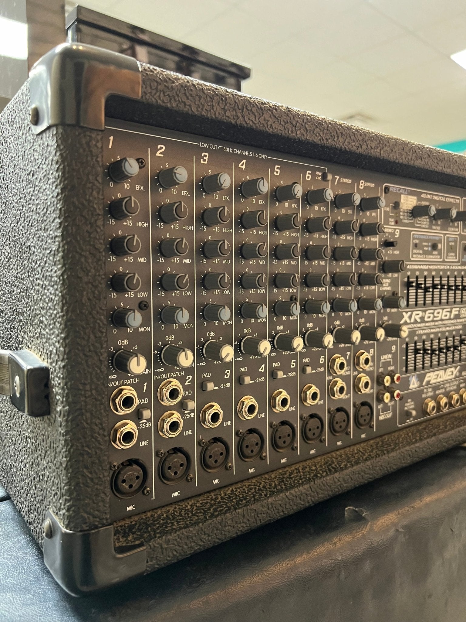 Used Peavey XR696F Powered Mixer – Faders Music Inc. Used Peavey XR696F Powered Mixer – Faders Music Inc.