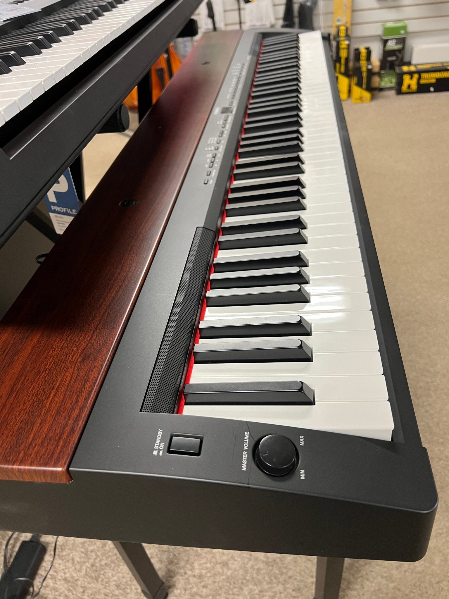 Used Yamaha P - 155 Electronic Piano - Black & Mahogany Finish by Used