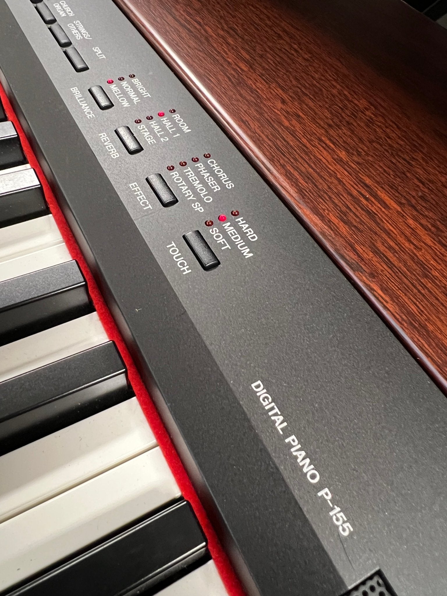 Used Yamaha P - 155 Electronic Piano - Black & Mahogany Finish by Used