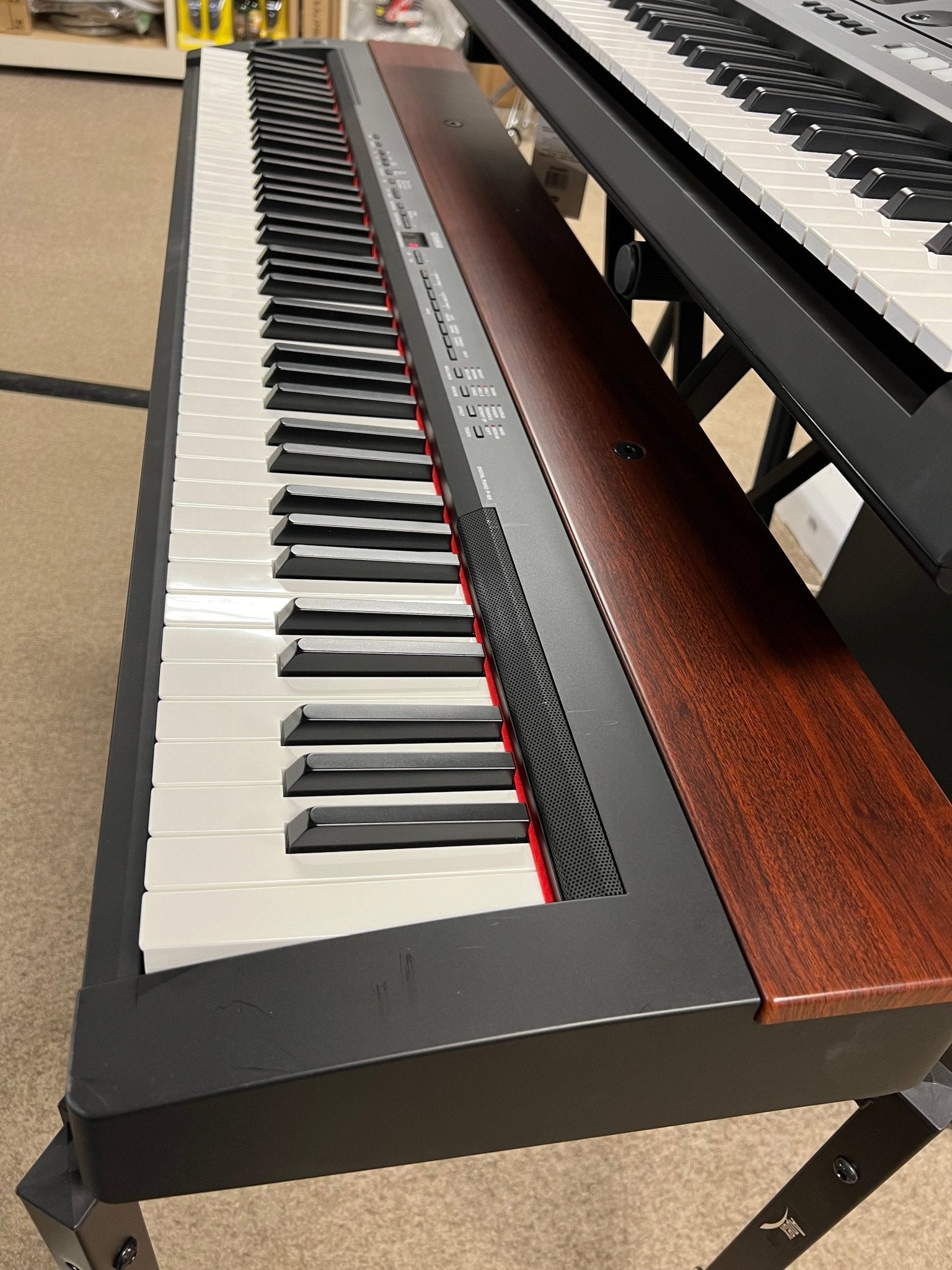 Used Yamaha P - 155 Electronic Piano - Black & Mahogany Finish by Used