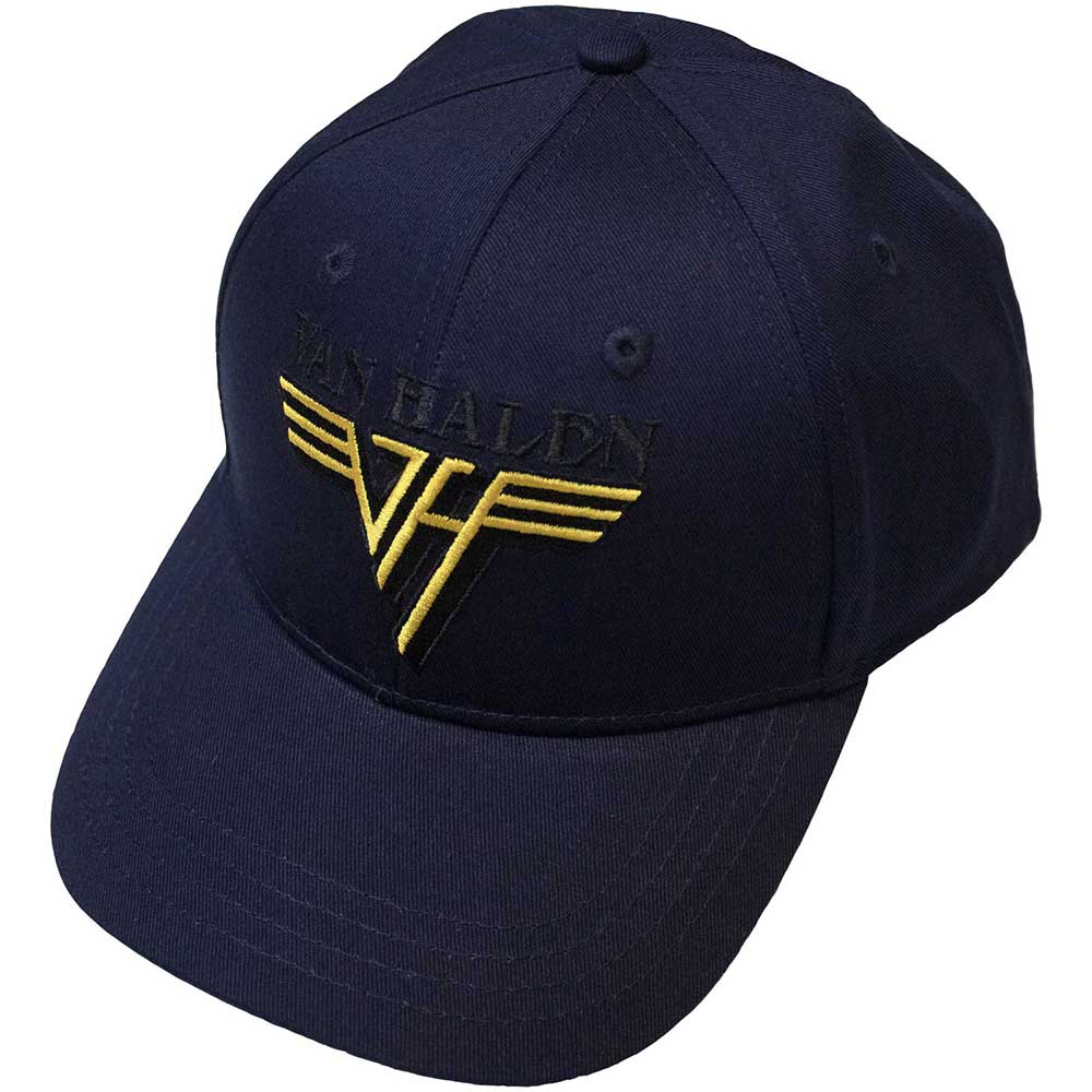 Van Halen Unisex Baseball Cap Text & Yellow Logo (Navy Blue) by Rock Off Trade
