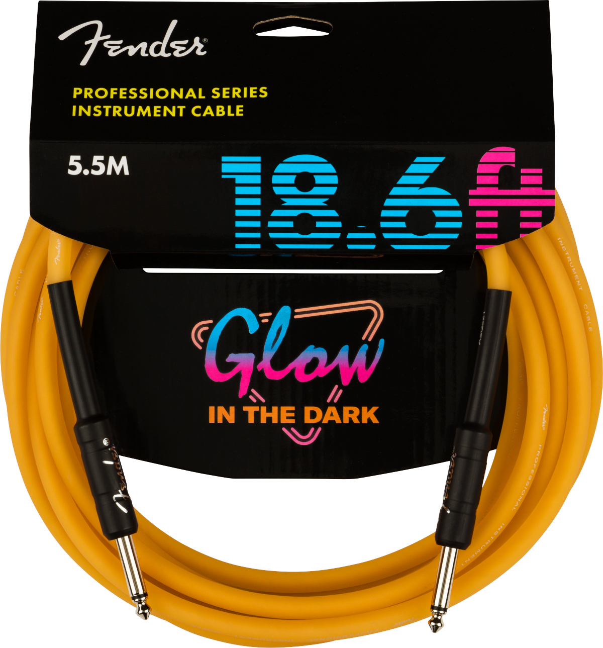 Fender Professional Glow in the Dark Cable, Orange, 18.6"