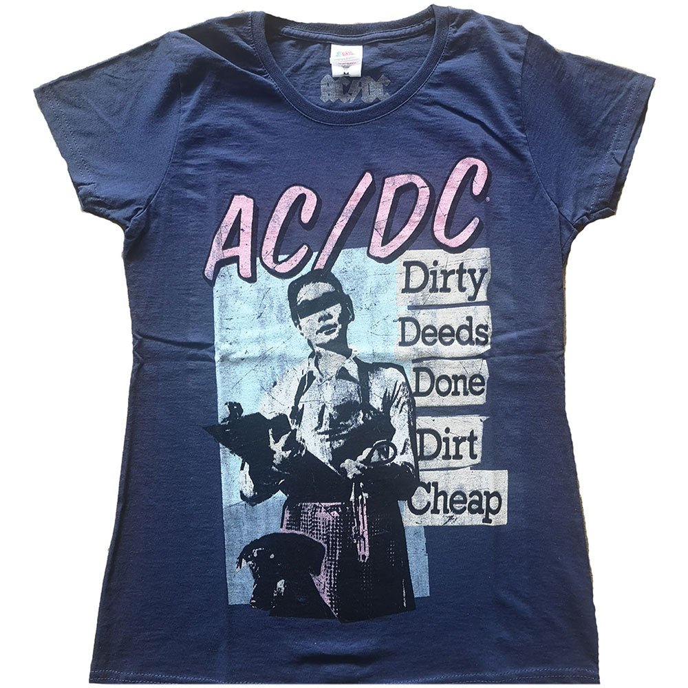 AC/DC LADIES T - SHIRT: VINTAGE DDDDC by Rock Off Trade