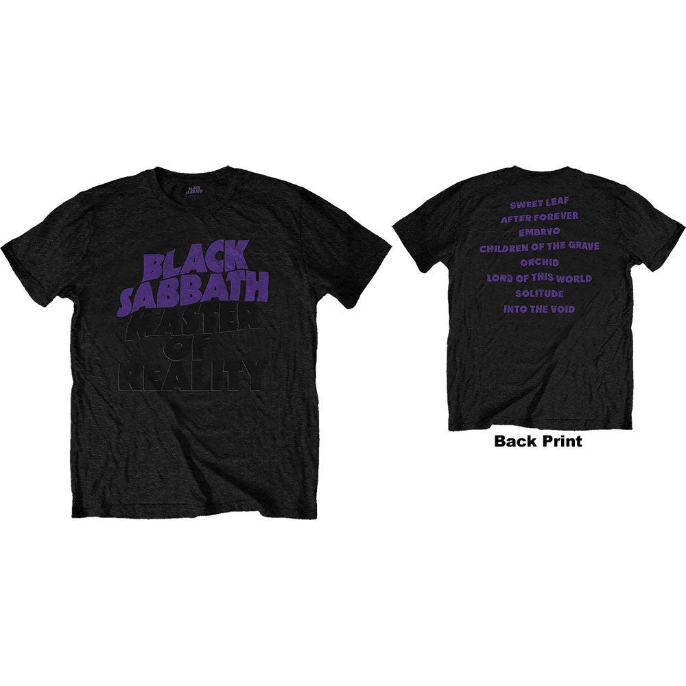 BLACK SABBATH UNISEX TEE: MASTERS OF REALITY ALBUM (BACK PRINT) by Rock Off Trade