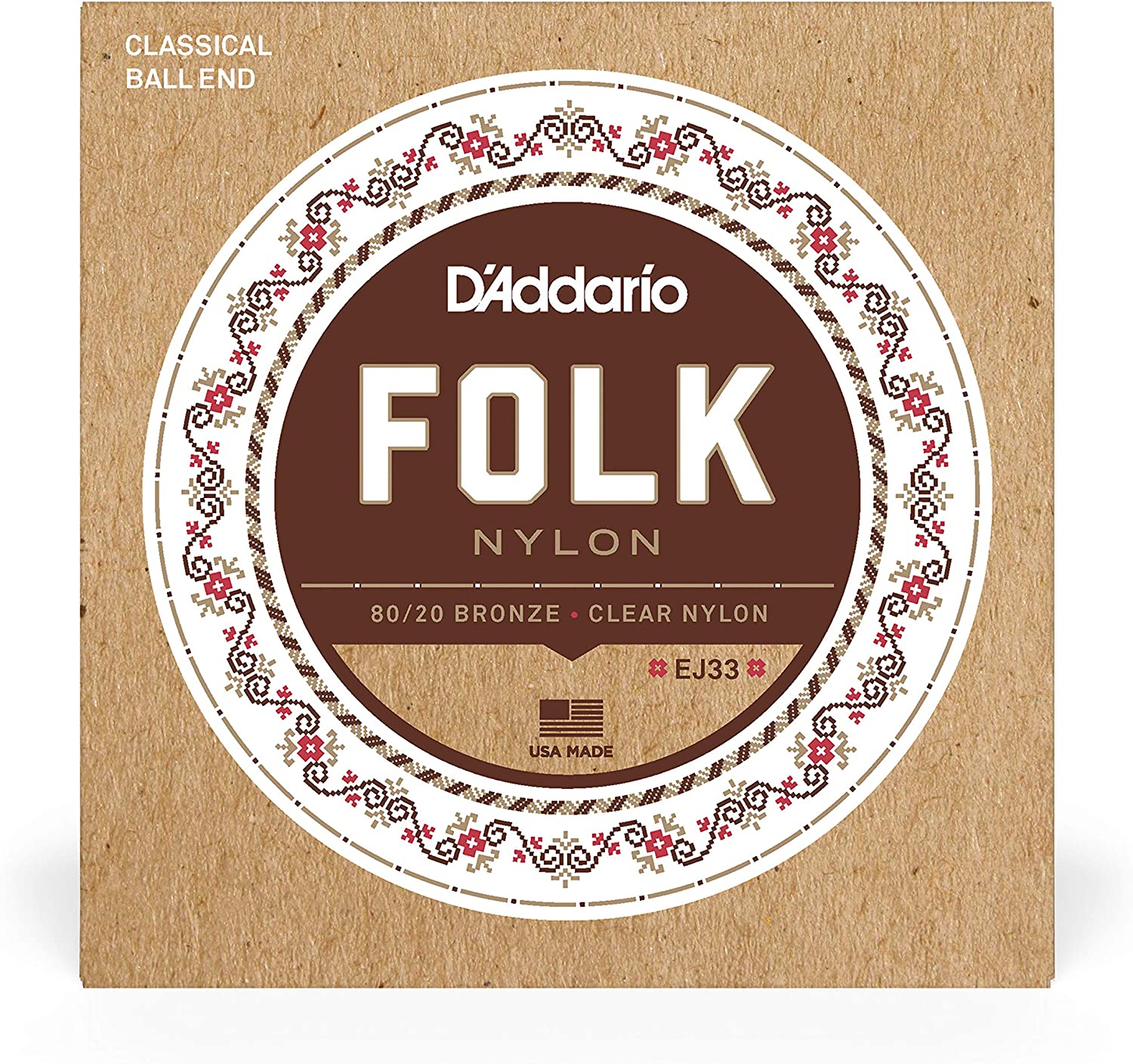D'Addario 80/20 Ball End Nylon Folk Guitar Strings, Black by D'Addario Canada