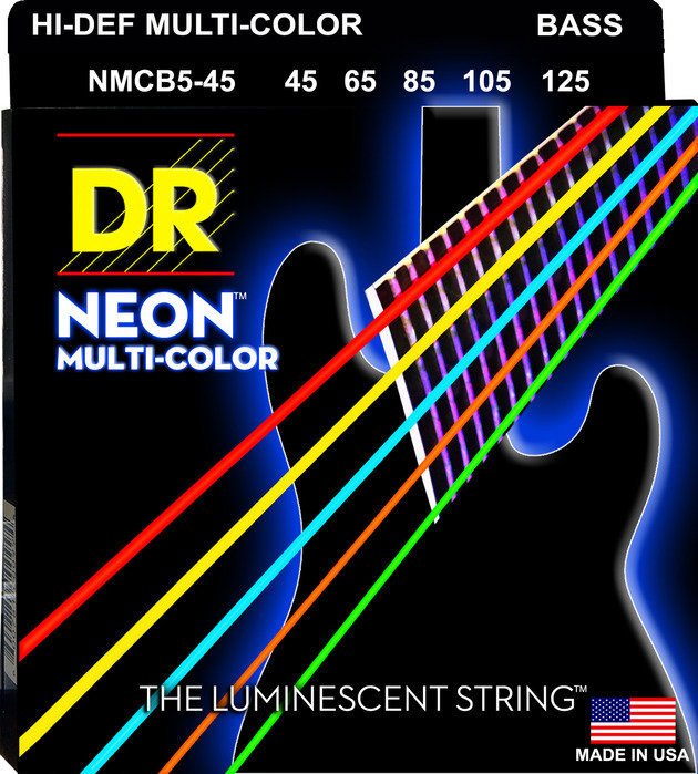 DR Strings Multi - Color 5 - String Bass Strings, Medium 45 - 125 by B&J