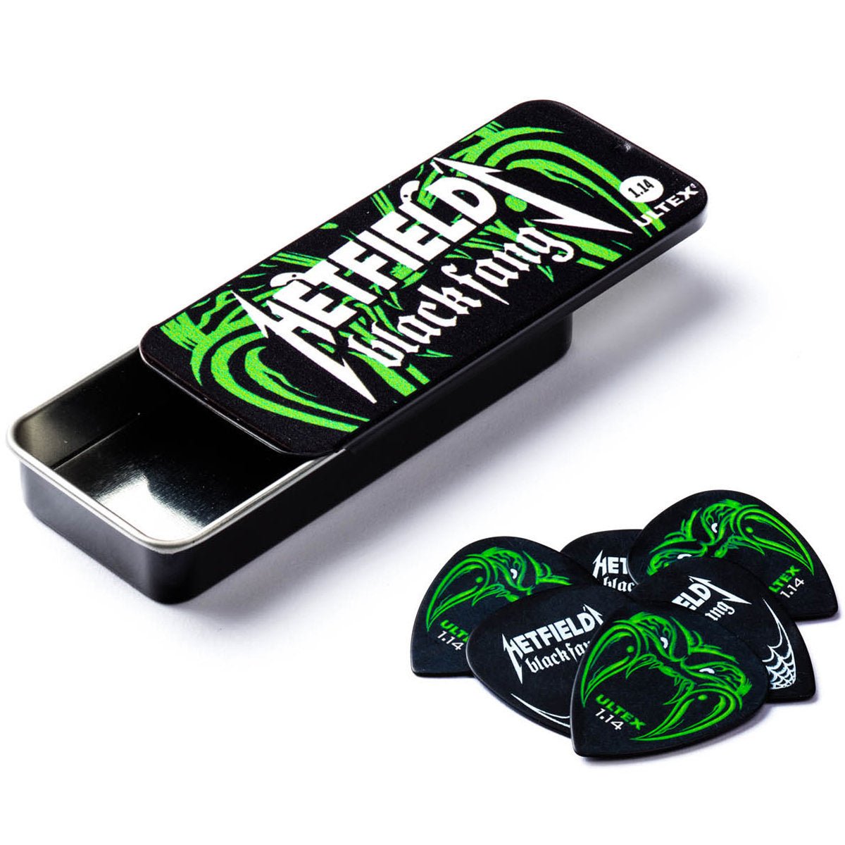 Dunlop James Hetfield Black Fang Pick Tin, 6 Picks 1.14 by Coast Music