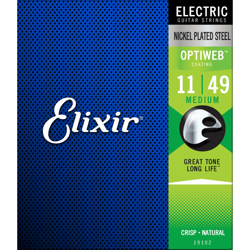 ELIXIR Electric Nickel Plated Steel w/ Optiweb Coating by Coast Music