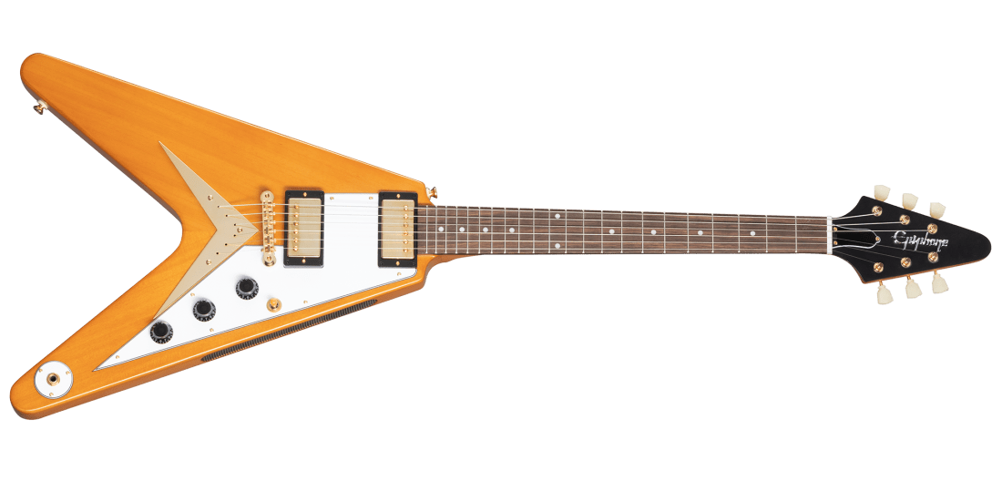 Epiphone Korina Flying V w/ White Pickguard & Case by Yorkville