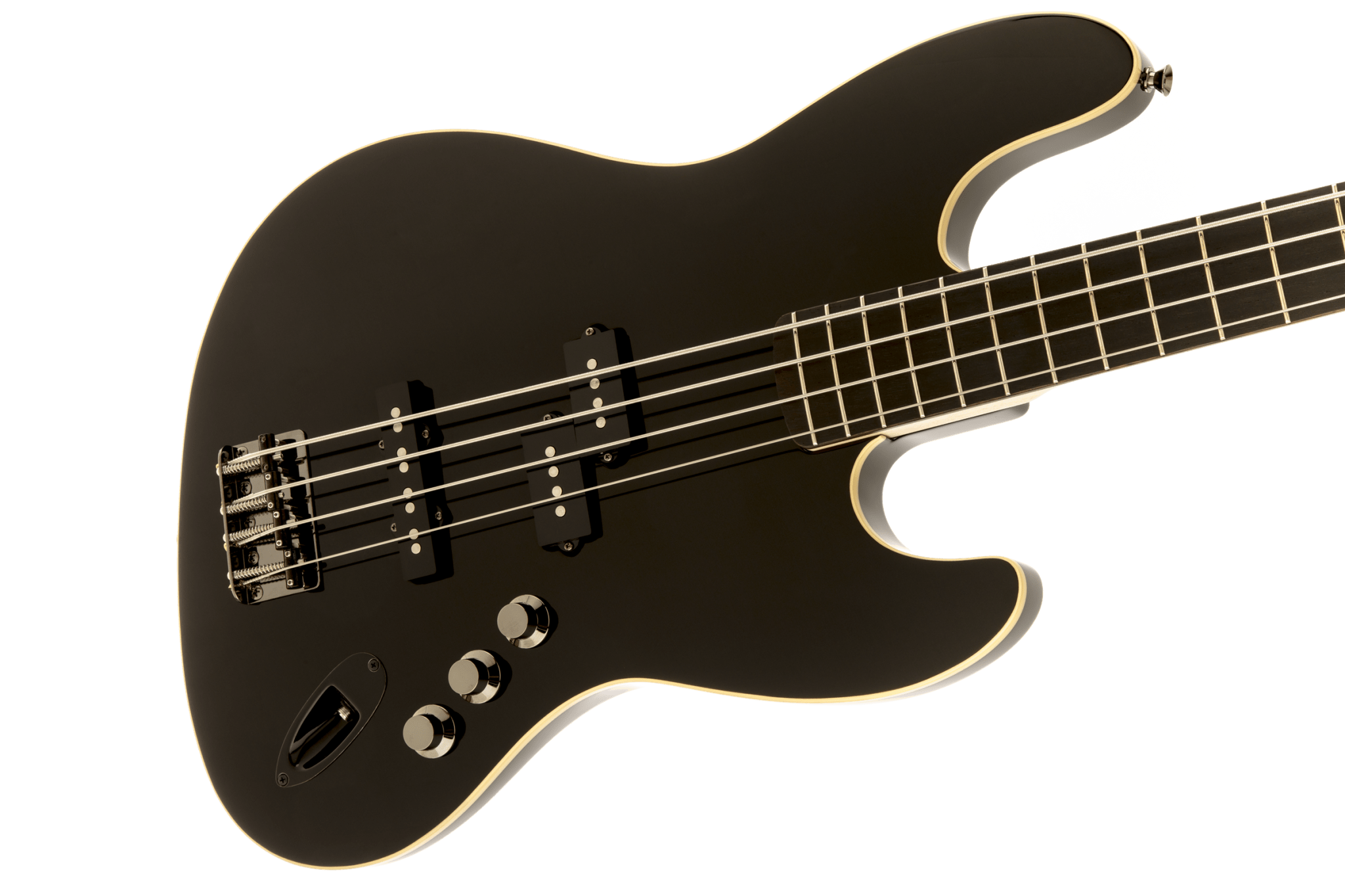 Fender Aerodyne® Jazz Bass®, Rosewood Stained Fingerboard, Black, No Pickguard by FMIC
