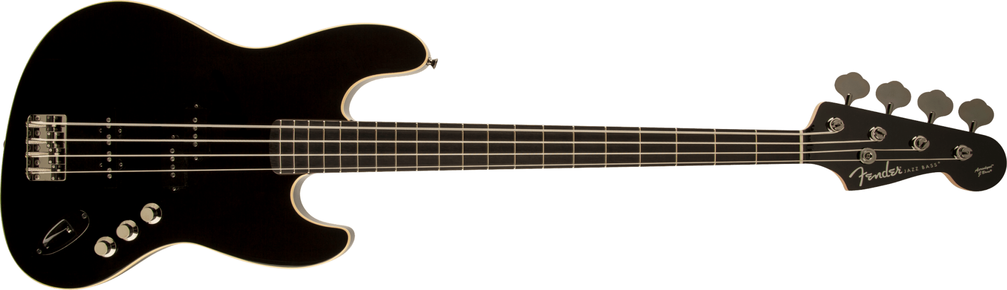 Fender Aerodyne® Jazz Bass®, Rosewood Stained Fingerboard, Black, No Pickguard by FMIC