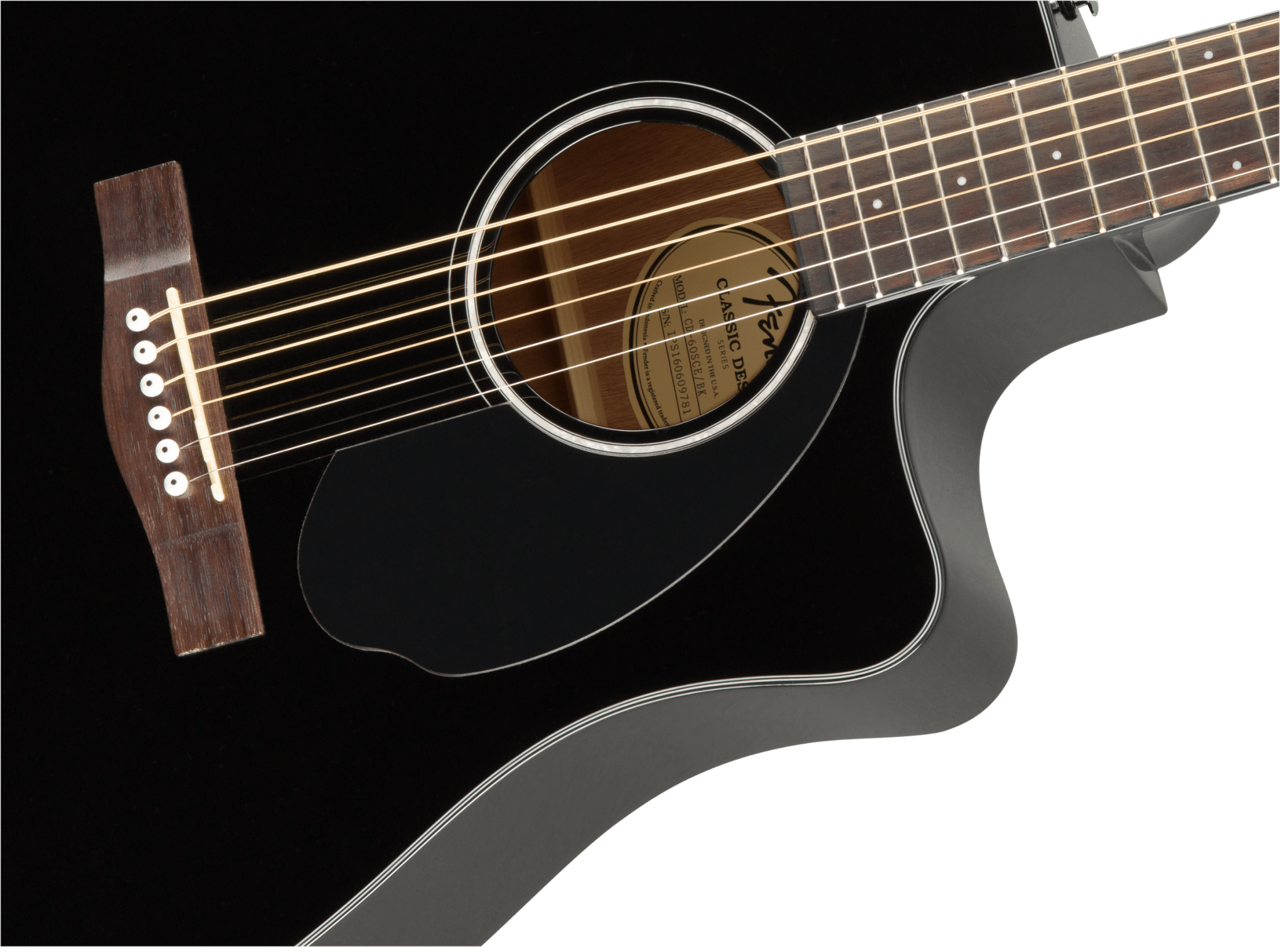Fender CD - 60SCE Dreadnought, Walnut Fingerboard, Black by FMIC
