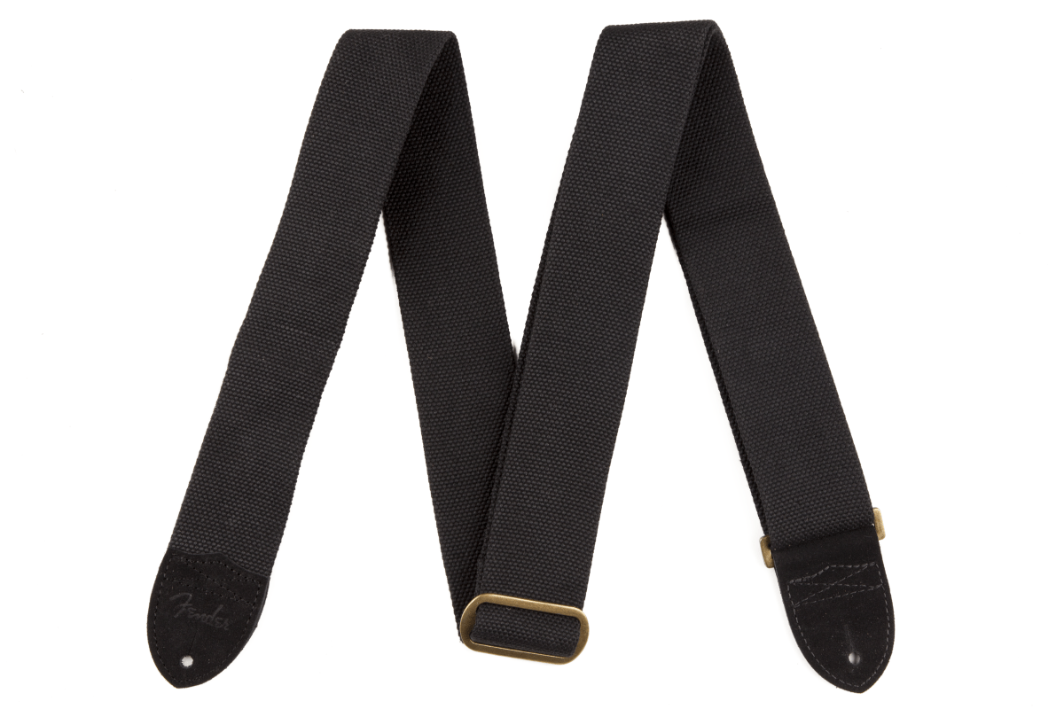 Fender® Cotton/Leather Strap, Black by FMIC