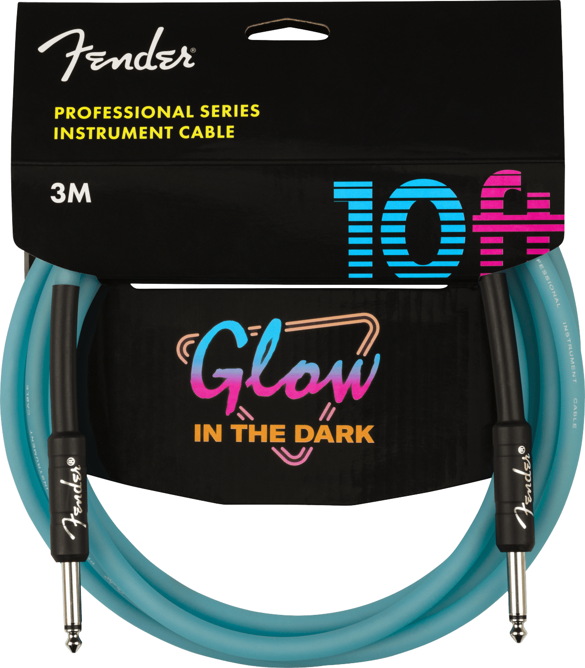 Fender Professional Glow in the Dark Cable, Blue, 10' by FMIC