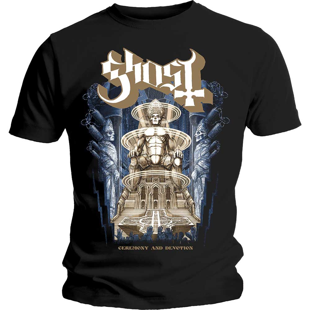 GHOST UNISEX TEE: CEREMONY & DEVOTION by Rock Off Trade