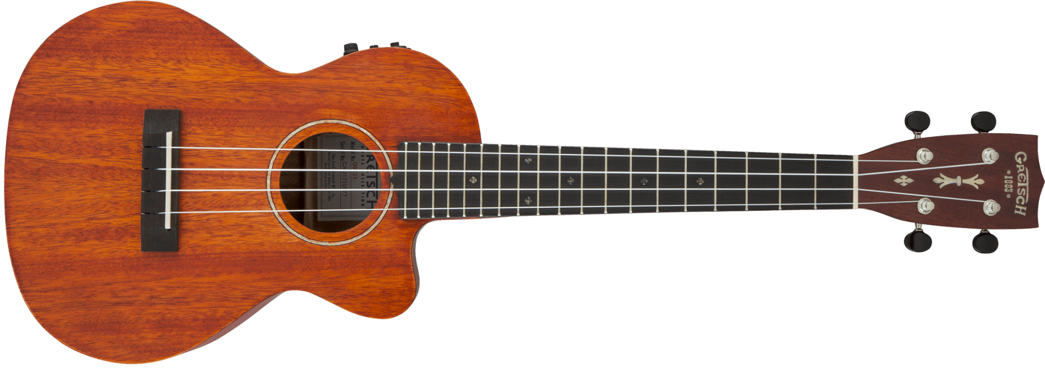 Gretsch G9121 A.C.E. Tenor Ukulele with Gig Bag, Ovangkol Fingerboard, Acoustic - Cutaway - Electric, Fishman® Kula Pickup, Honey Mahogany Stain by FMIC