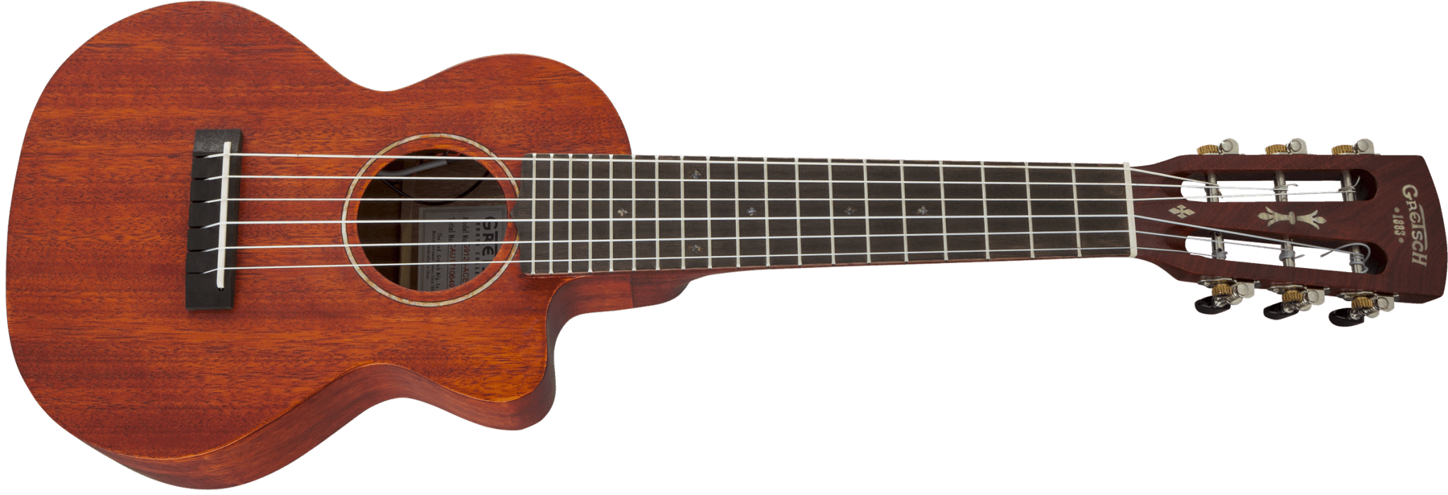 Gretsch G9126 A.C.E. Guitar - Ukulele, Acoustic - Cutaway - Electric with Gig Bag, Ovangkol Fingerboard, Fishman® Kula Pickup, Honey Mahogany Stain by FMIC