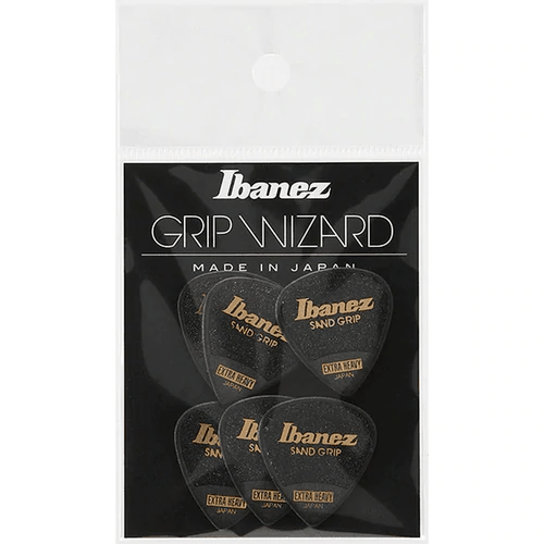 Ibanez Grip Wizard Sand Grip Extra Heavy Guitar Picks, Black (6PCS) by Hoshino