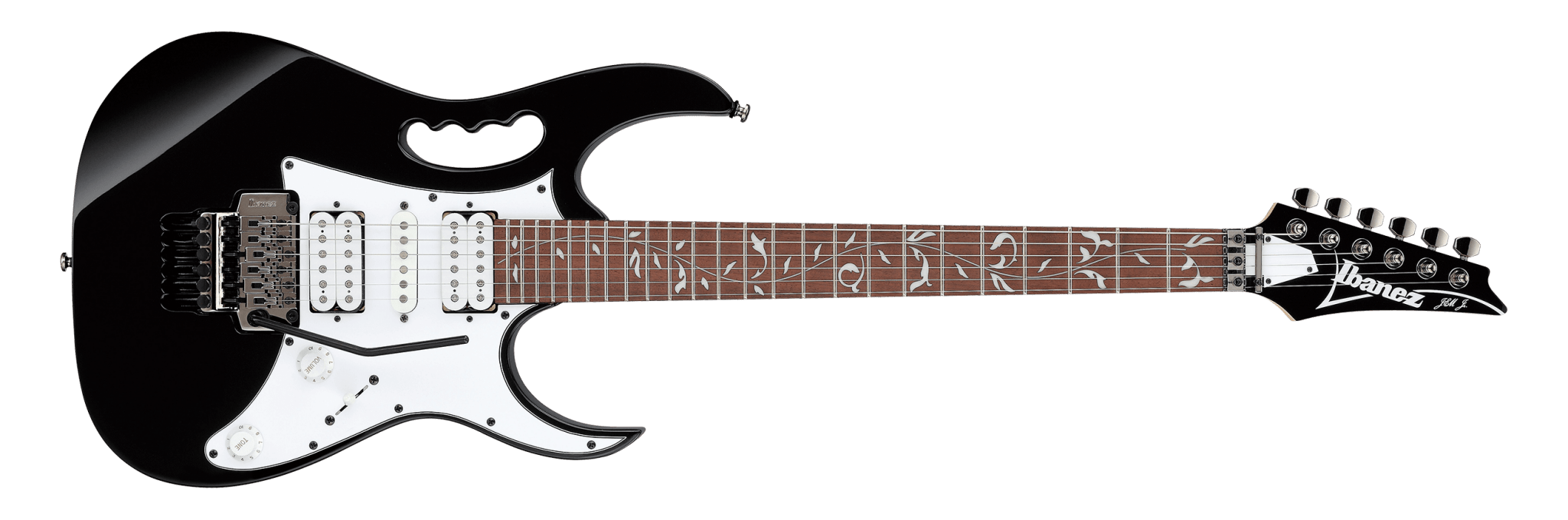 Ibanez JEMJRBK Steve Vai Signature Series Electric Guitar with Quantum Pickups, Black by Hoshino
