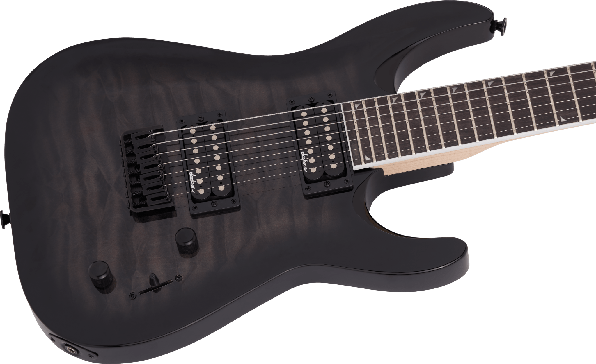 Jackson JS Series Dinky® Arch Top JS32Q DKA HT, Amaranth Fingerboard, Transparent Black Burst by FMIC