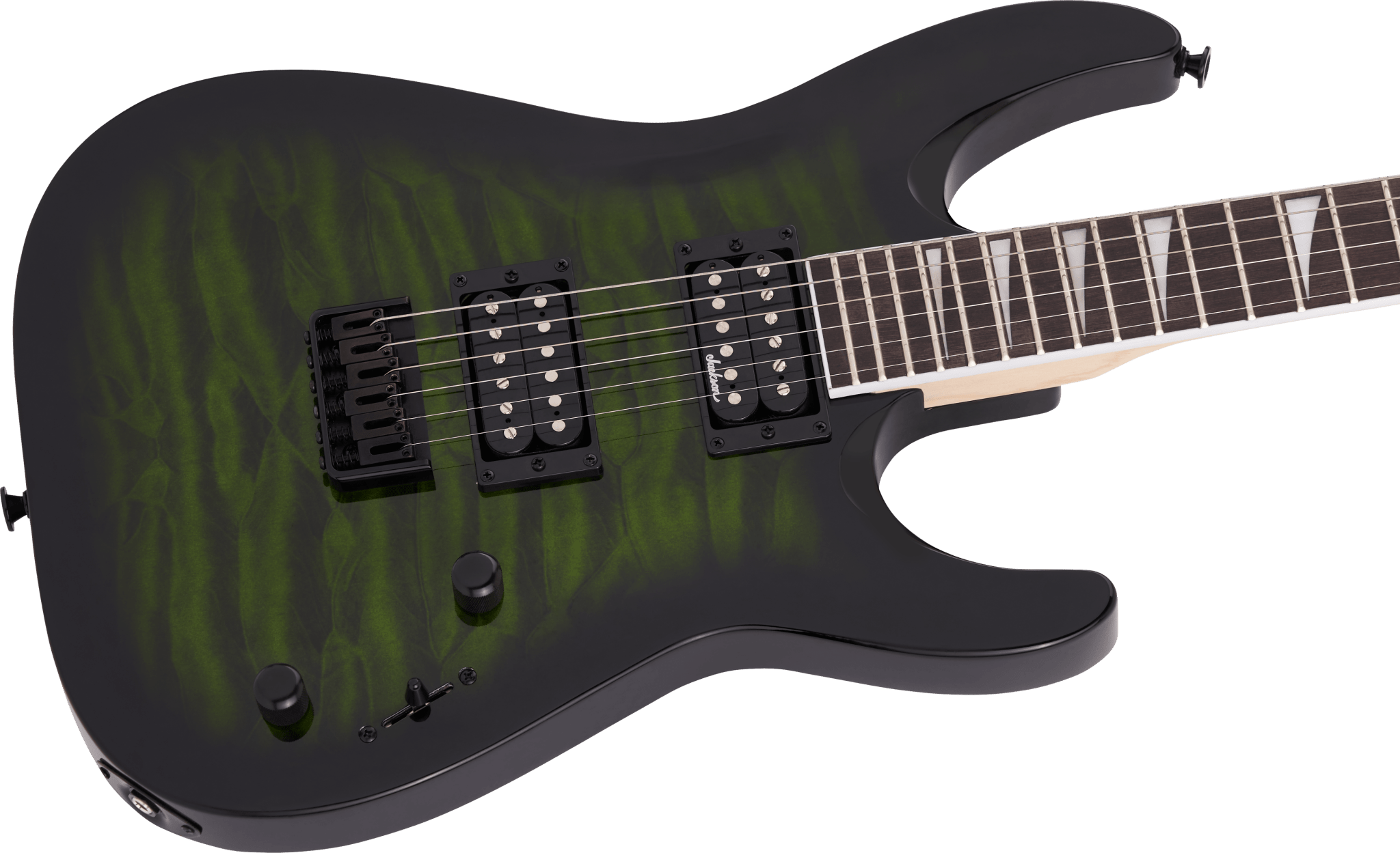 Jackson JS Series Dinky™ Arch Top JS32Q DKA HT, Amaranth Fingerboard, Transparent Green Burst by FMIC