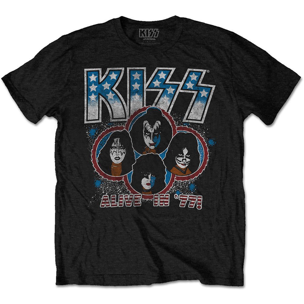 KISS UNISEX T - SHIRT: ALIVE IN '77 by Rock Off Trade